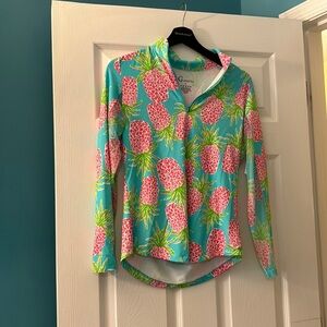 G-Lifestyle LS Pineapple Grove Mock Neck - Turq/Pink